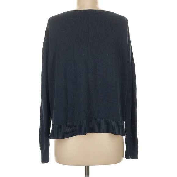 Everlane V-Neck Navy Cotton Lightweight Pullover Sweater Navy Blue M - Picture 5 of 7